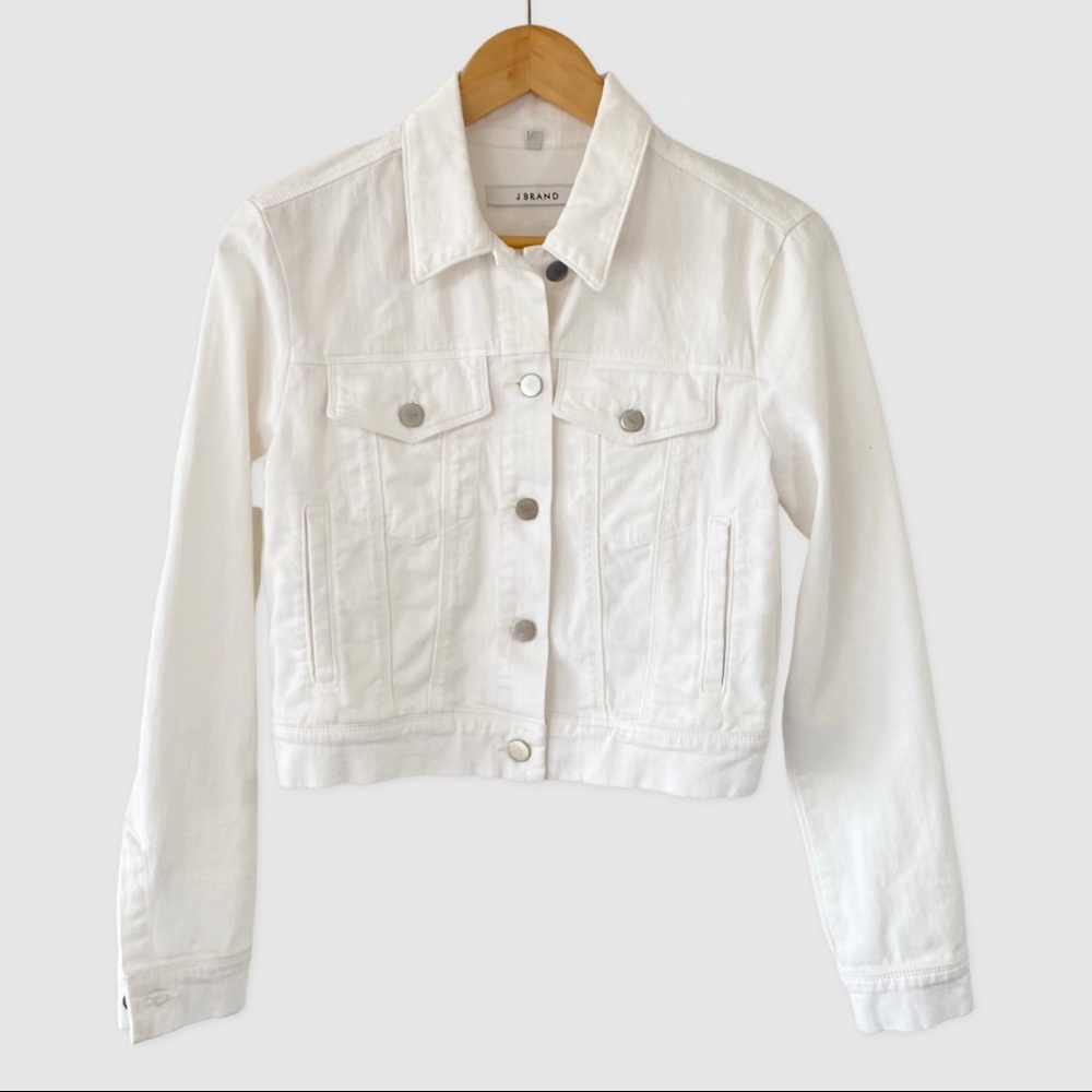 J Brand White Cropped Denim Jacket